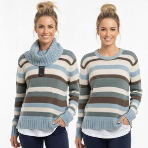 D’Annah NEW Striped Sweater Scarf Crew Turtleneck Removable Headband Soft Warm L